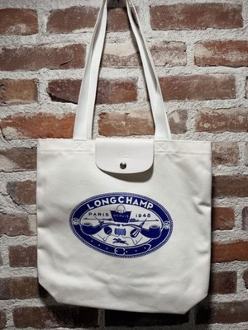 Longchamp Le Pliage X Constantin Riant Cotton Top Handle Tote In Ecru New